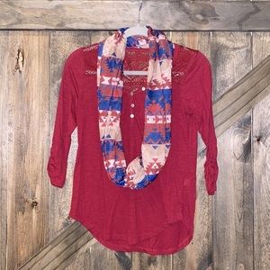 Neon Soul 3/4 Sleeve Blouse + Detachable Scarf‎